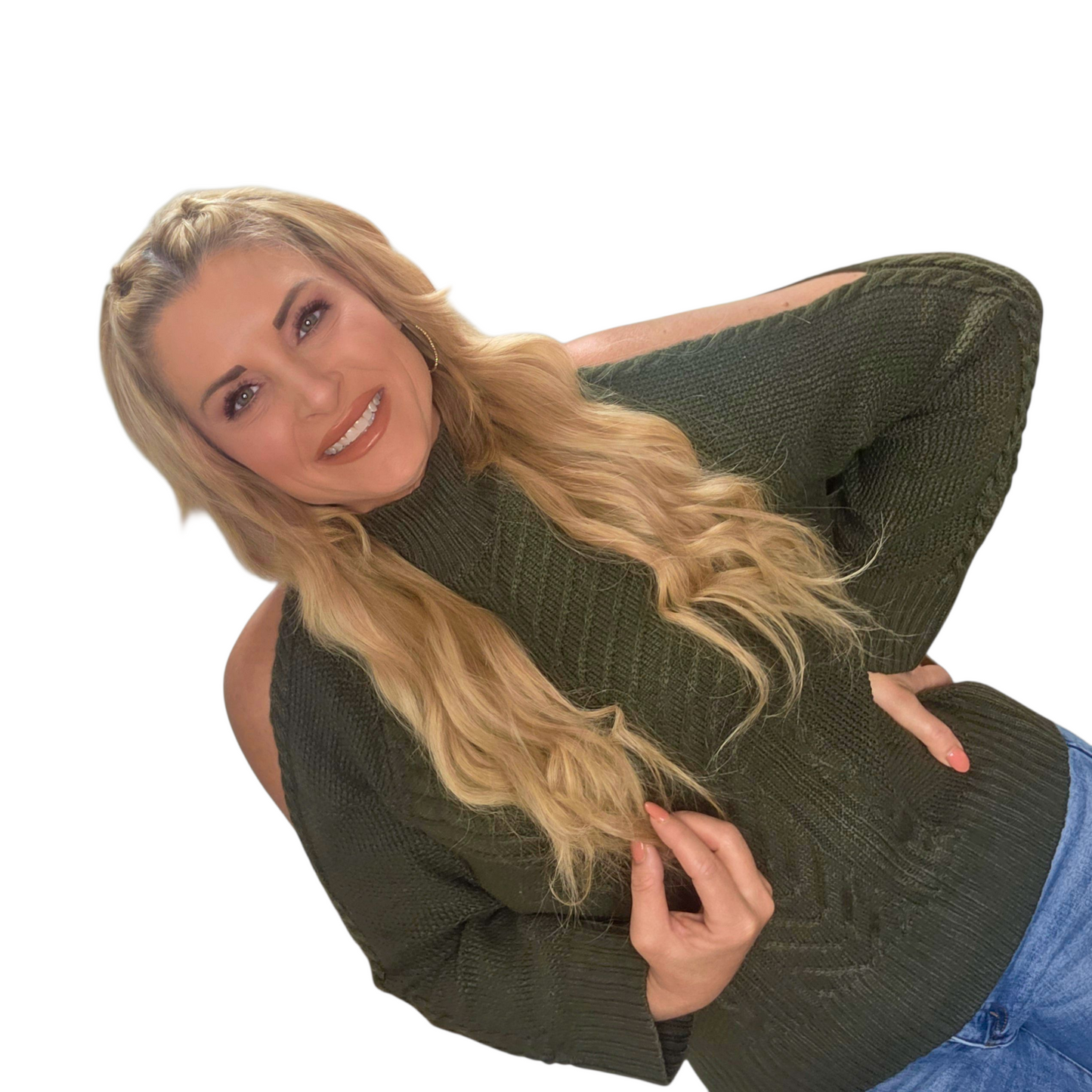 Green Chic Shoulder Cutout