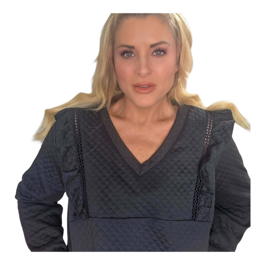 Ruffle Shoulder Quilted Top