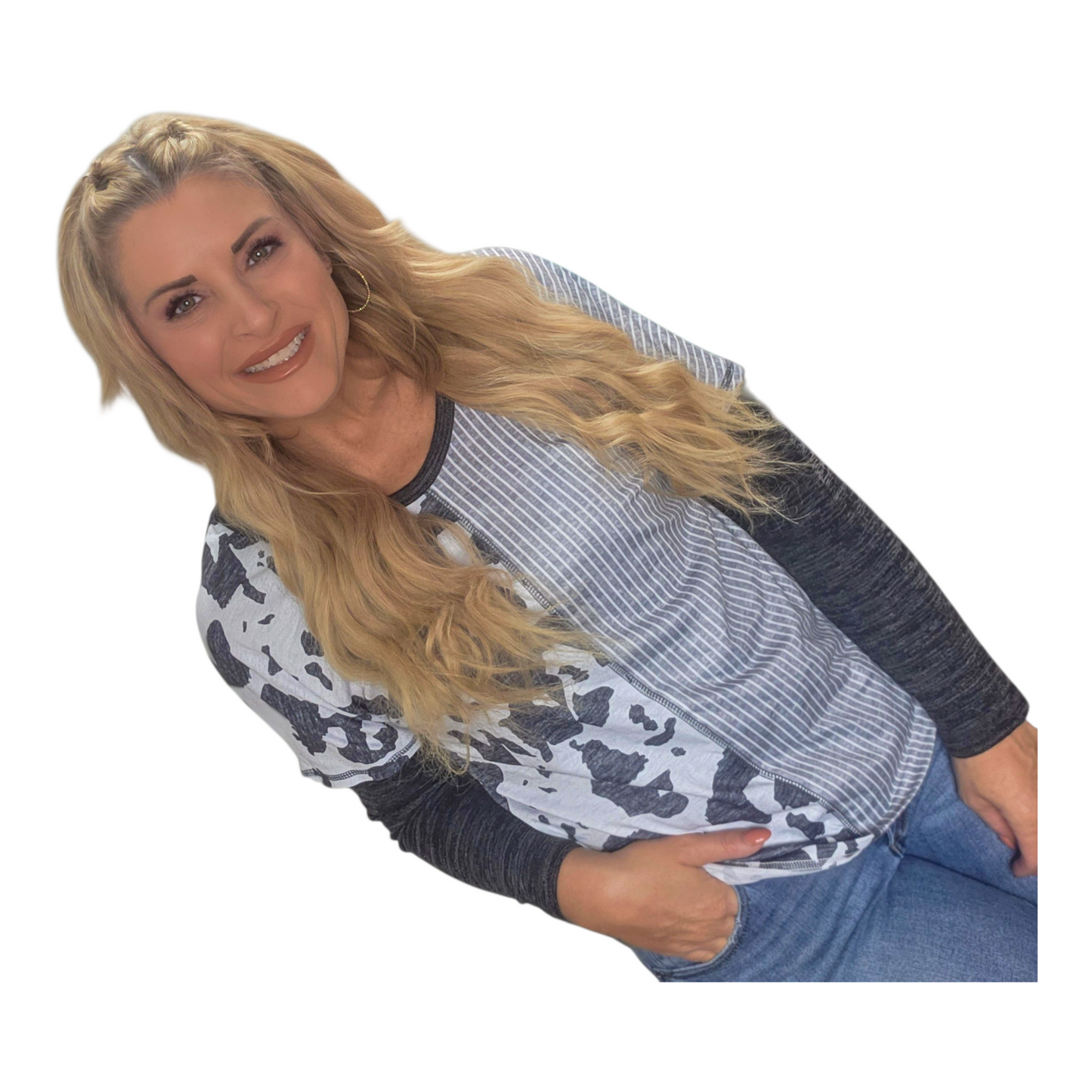 Cow Block Lightweight Long Sleeve