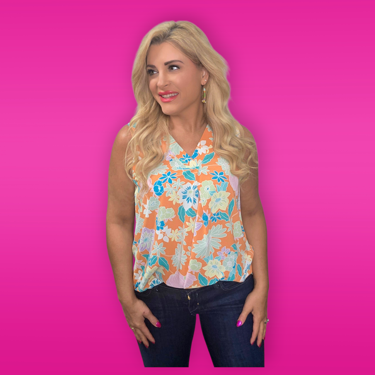 Summer Floral V Neck Tank
