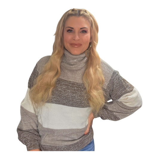 Mocha Color Block Turtleneck