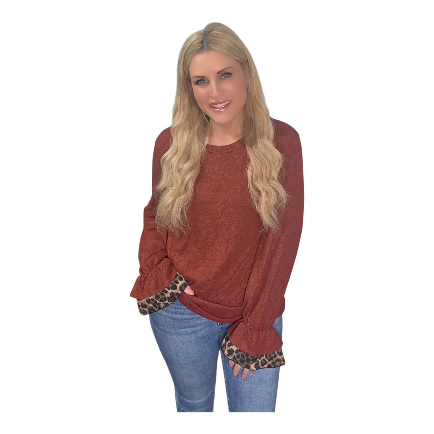 A Hint Of Animal Print Cuffed Sleeve