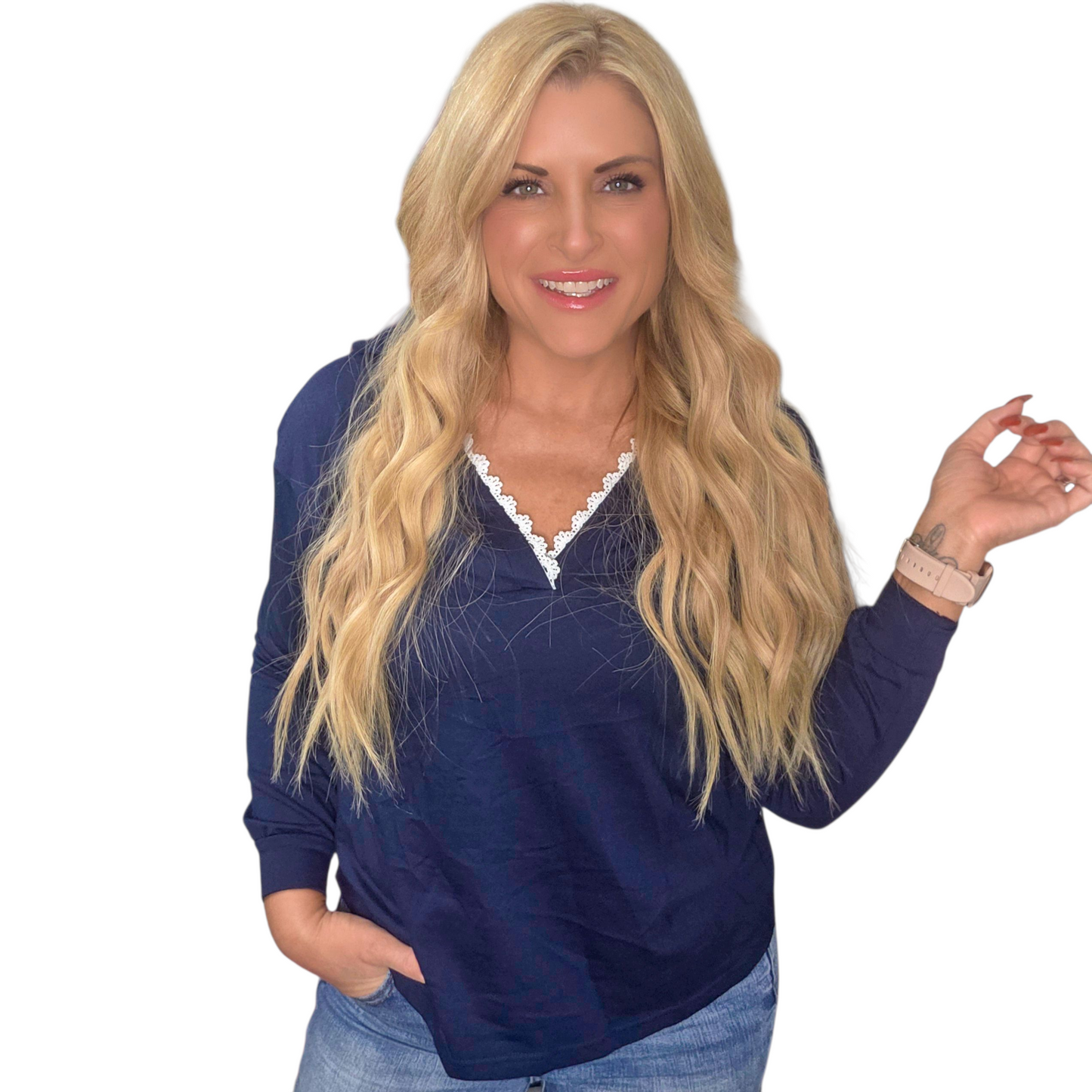 Lace V Neck Pullover