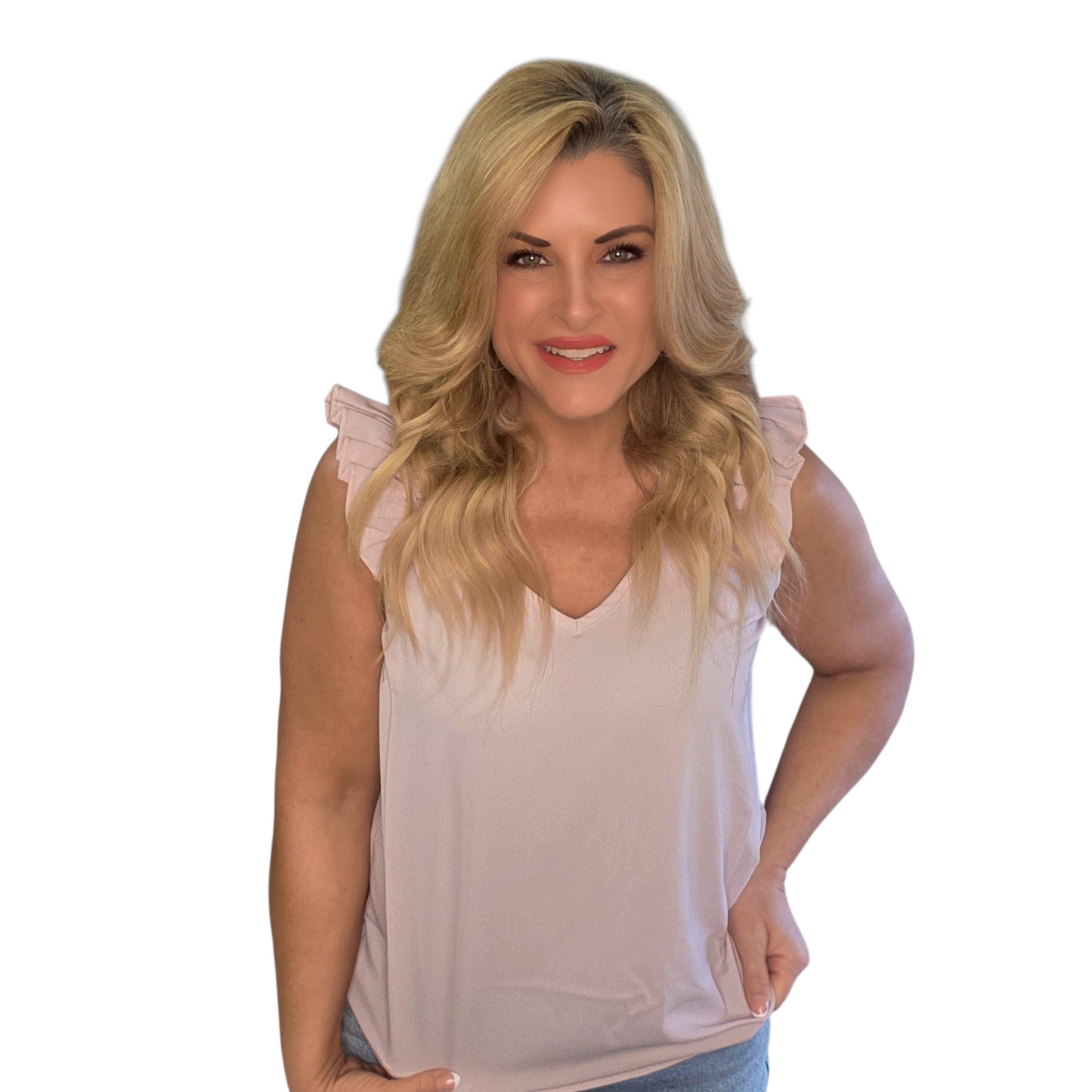 Pink Ruffle Strap Tank