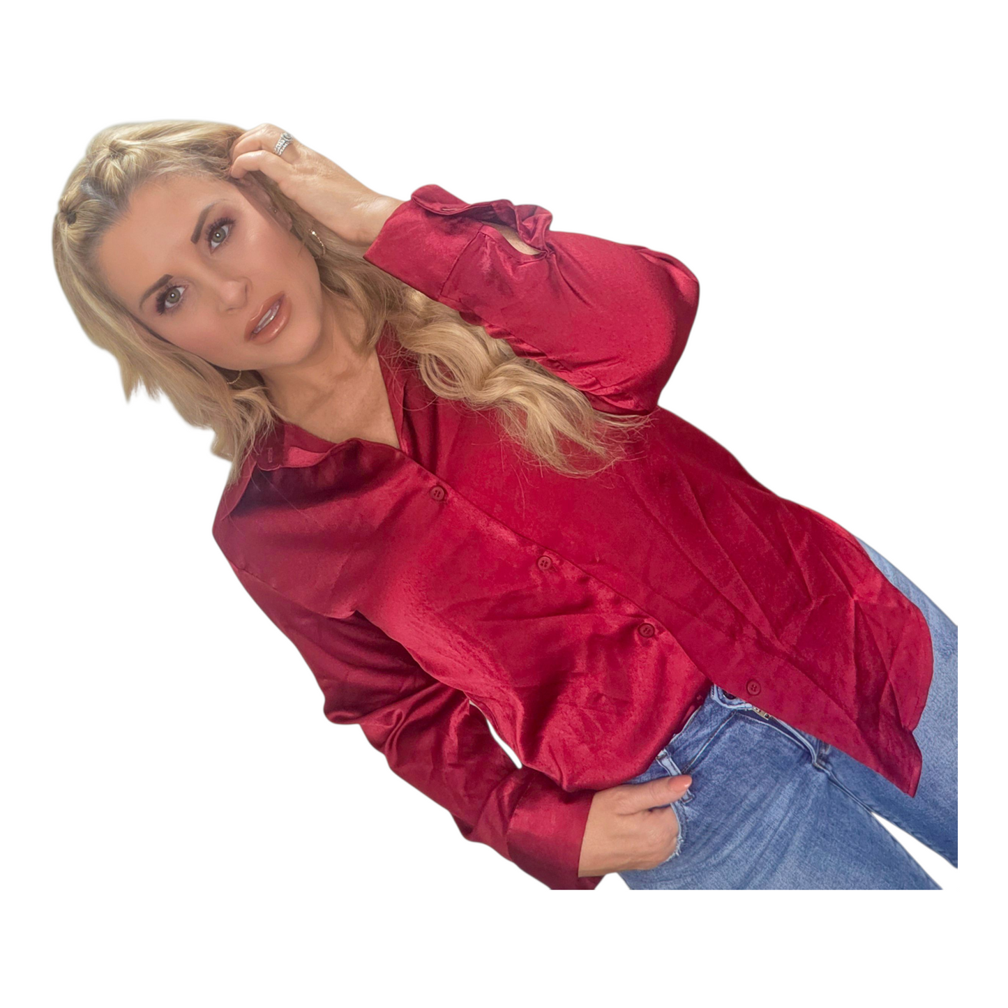 Burgundy Button Down Blouse