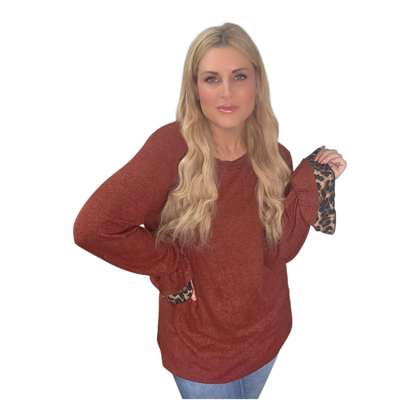 A Hint Of Animal Print Cuffed Sleeve