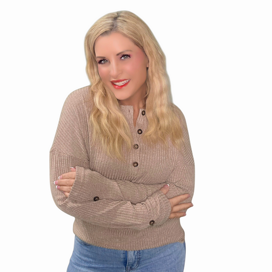 Half Button Drop Shoulder Knit