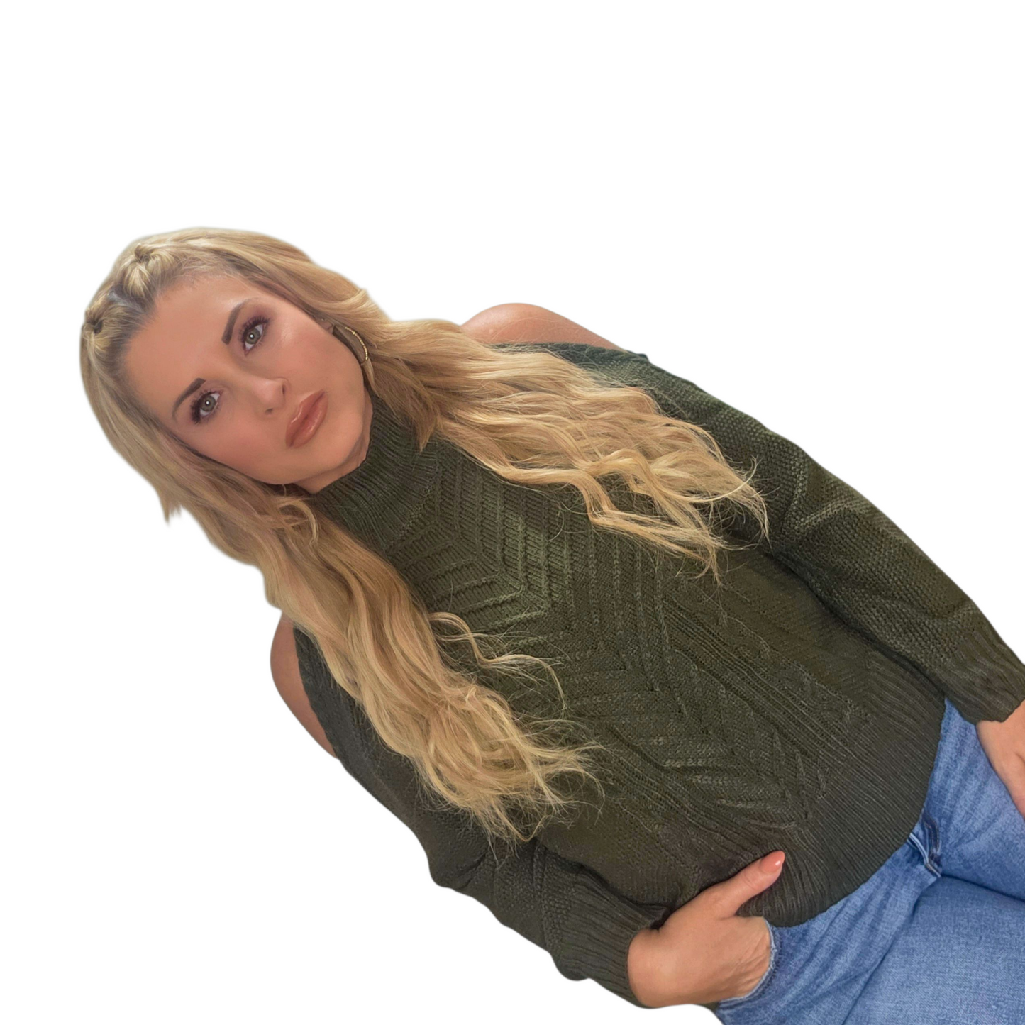 Green Chic Shoulder Cutout