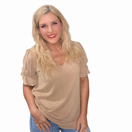 Mocha Swiss Dot Blouse