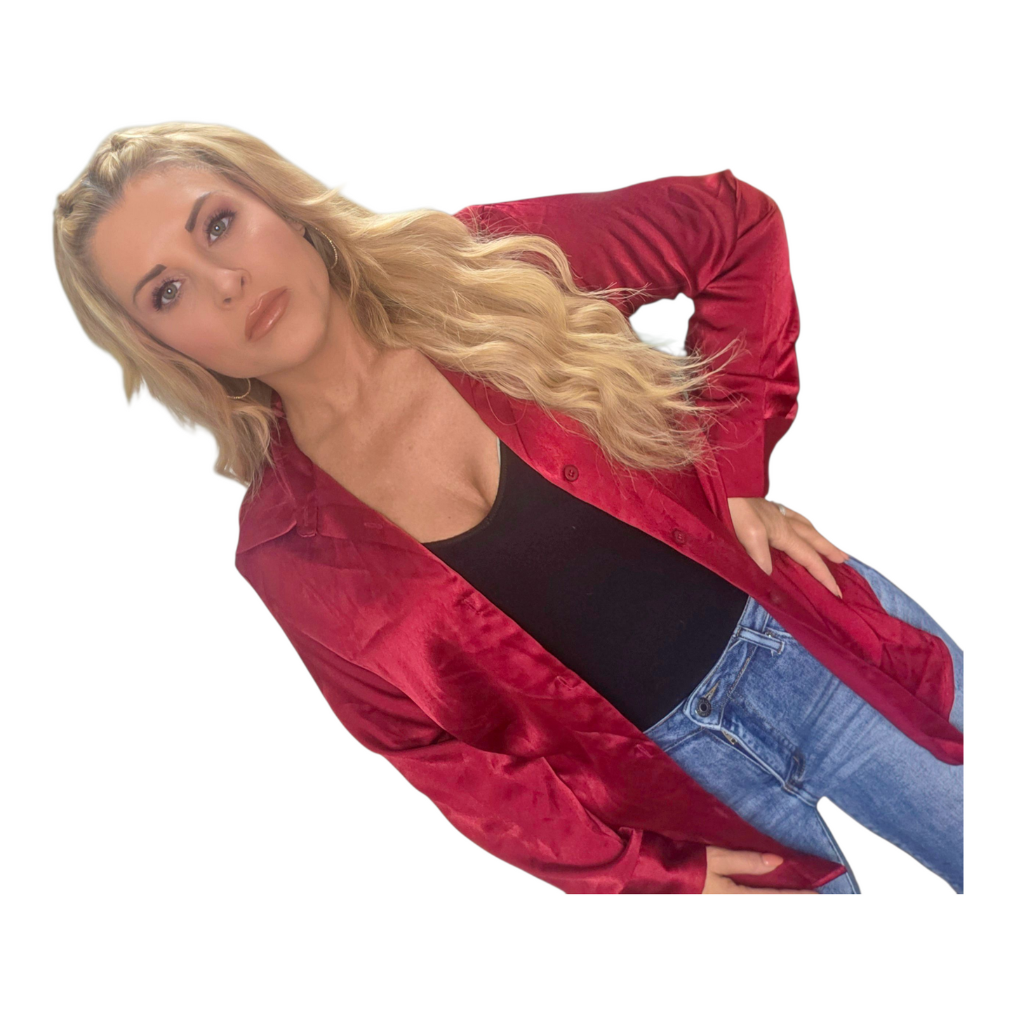 Burgundy Button Down Blouse